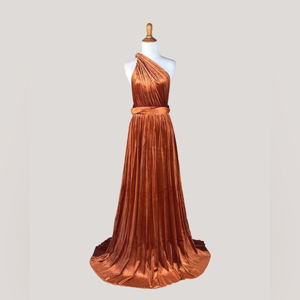 Velvet Infinity Dress - Rust-orange - EUC